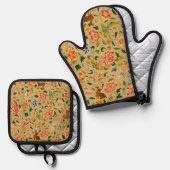 Dierlijke Antiek vogelpest Deer Rabbit Ovenwant & Pannenlap Set (Voorkant / Achterkant)