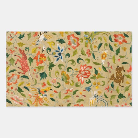 Dierlijke Antiek vogelpest Deer Rabbit Rechthoekige Sticker (Voorkant)