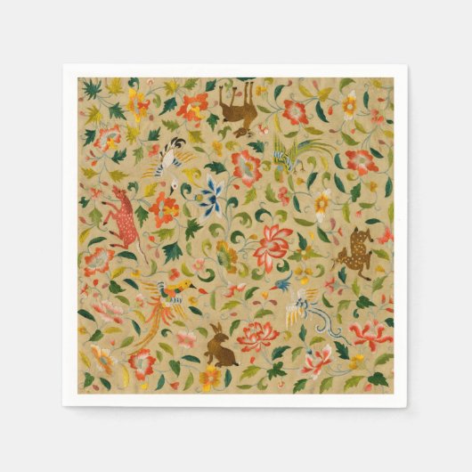 Dierlijke Antiek vogelpest Deer Rabbit Servet (Voorkant)