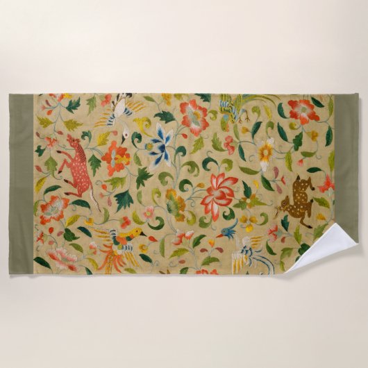 Dierlijke Antiek vogelpest Deer Rabbit Strandlaken (Voorkant)