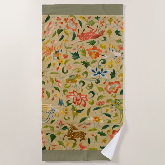 Dierlijke Antiek vogelpest Deer Rabbit Strandlaken (Voorkant)