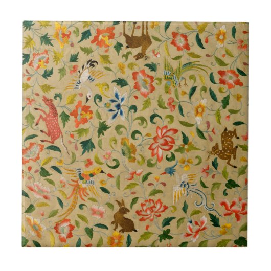 Dierlijke Antiek vogelpest Deer Rabbit Tegeltje (Voorkant)