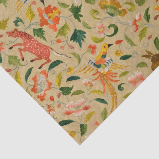 Dierlijke Antiek vogelpest Deer Rabbit Tissuepapier (Detail)