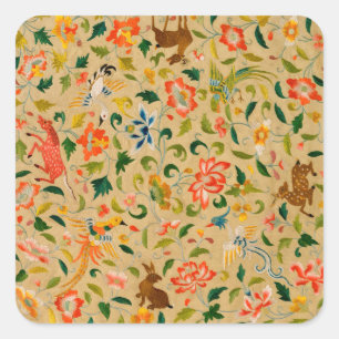 Dierlijke Antiek vogelpest Deer Rabbit Vierkante Sticker