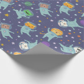 Dierlijke astronauten cadeaupapier (Hoek)