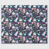 Dierlijke astronauten Verpakkingspapier Cadeaupapier (Vlak)