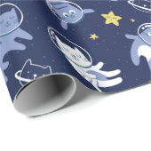 Dierlijke astronauten Verpakkingspapier Cadeaupapier (Rol Hoek)