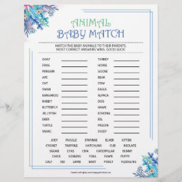 Dierlijke Baby [Blauw Floral Theme] Briefhoofd