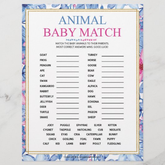 Dierlijke Baby [Florale Waterverven] Briefhoofd (Voorkant)