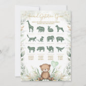 Dierlijke Baby shower Teddy Bear Game Kaart (Voorkant)