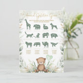 Dierlijke Baby shower Teddy Bear Game Kaart (Staand voorkant)