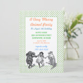 Dierlijke Birthday Party Invitation Green Dot Bord Kaart (Staand voorkant)