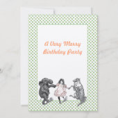 Dierlijke Birthday Party Invitation Green Dot Bord Kaart (Achterkant)