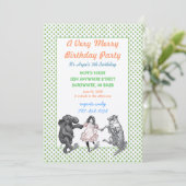 Dierlijke Birthday Party Invitation Green Dot Bord Kaart (Staand voorkant)