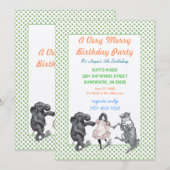 Dierlijke Birthday Party Invitation Green Dot Bord Kaart (Voorkant / Achterkant)