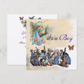 DIERLIJKE BOERDERIJ ORCHESTRA/BLAUWE STORKJES BABY KAART (Voorkant / Achterkant)