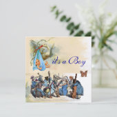 DIERLIJKE BOERDERIJ ORCHESTRA/BLAUWE STORKJES BABY KAART (Staand voorkant)