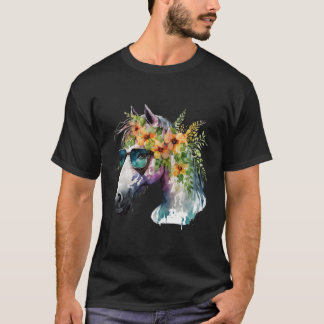 Dierlijke Boho Zonnebril Paard Watergekleurd T-shirt