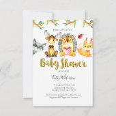 Dierlijke bossen Baby shower Invite Kaart (Voorkant)