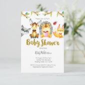 Dierlijke bossen Baby shower Invite Kaart (Staand voorkant)