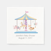 Dierlijke Carrousel Baby shower Papieren servetten (Voorkant)