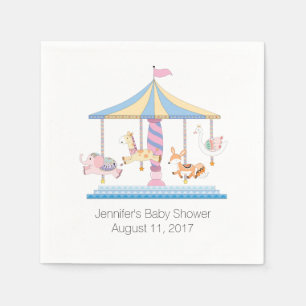 Dierlijke Carrousel Baby shower Papieren servetten
