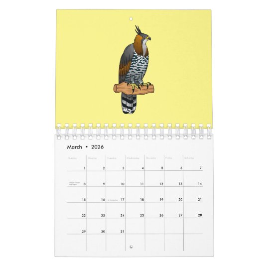 Dierlijke cartoon illustratie kalender (Mar 2026)