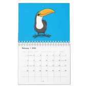 Dierlijke cartoon illustratie kalender (Feb 2026)