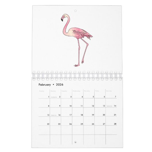 Dierlijke cartoon illustratie kalender (Feb 2026)