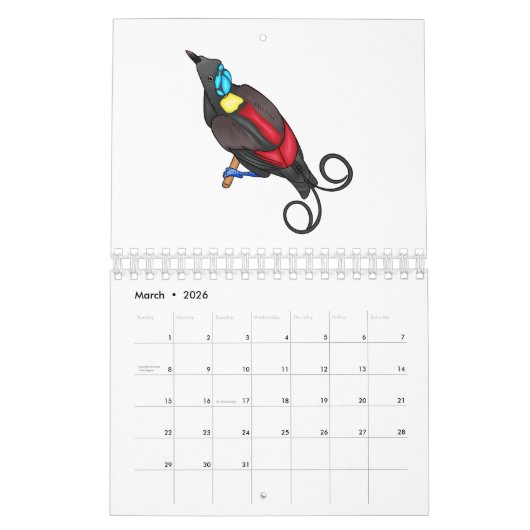 Dierlijke cartoon illustratie kalender (Mar 2026)