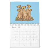 Dierlijke cartoon illustratie kalender (Feb 2026)
