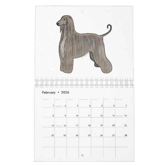 Dierlijke cartoon illustratie kalender (Feb 2026)