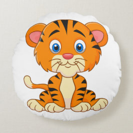 Dierlijke cartoon illustratie schattige tijger rond kussen