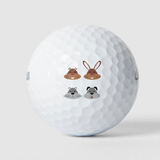 Dierlijke Cartoon Kat Dog Gopher Head Rabbit Golfballen (Voorkant)
