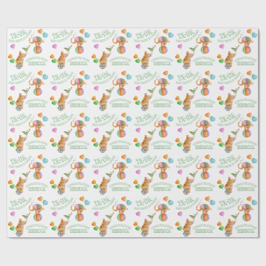 Dierlijke circus kunst aangepaste baby shower wrap cadeaupapier (Vlak)