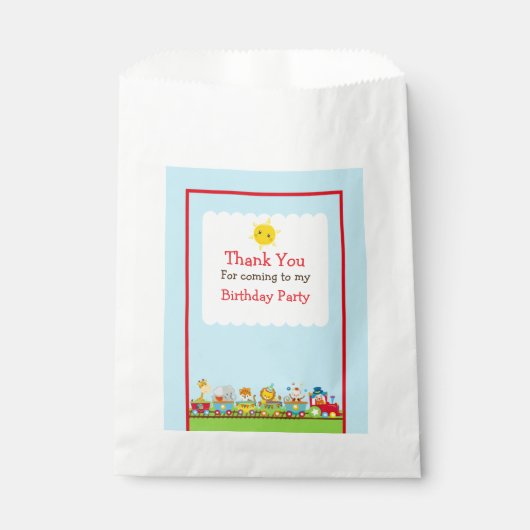 Dierlijke Circus Train Bedankzakje (Voorkant)