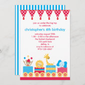 Dierlijke Circus Train Birthday-uitvindingen Kaart (Voorkant / Achterkant)