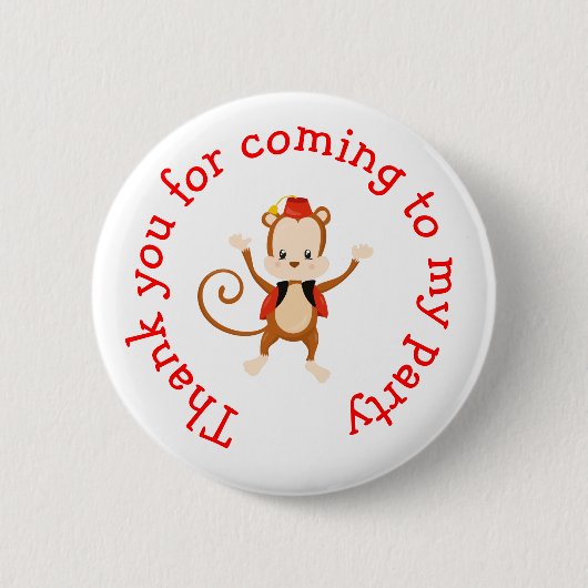 Dierlijke Circus Train Kinderen: "Bedankt voor je  Ronde Button 5,7 Cm (Voorkant)