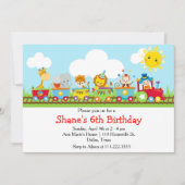 Dierlijke Circus Train Kinderen van Birthday in he Kaart (Voorkant)