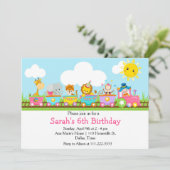 Dierlijke Circus Train Kinderen van Birthday in Ro Kaart (Staand voorkant)