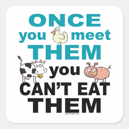 Dierlijke compassie vierkante sticker (Voorkant)