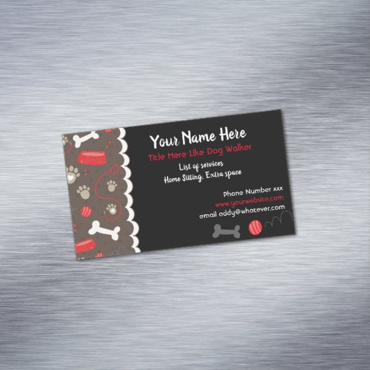 Dierlijke diensten Dog Tpys Visitekaartje Magnetisch Visitekaartje (Voorbeeld)