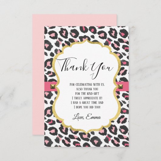 Dierlijke, dierlijk gedrukte, luipaard, cheetah be bedankkaart (Voorkant / Achterkant)