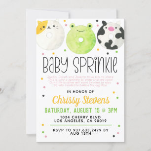Dierlijke Donut Baby Sprinkle Shower Kaart
