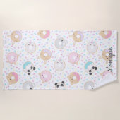 Dierlijke donuts en sprenkelingen schattig monogra strandlaken (Voorkant)