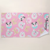 Dierlijke donuts girly schattig monogram strandlaken (Voorkant)