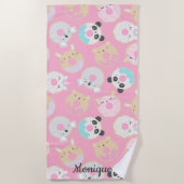 Dierlijke donuts girly schattig monogram strandlaken (Voorkant)