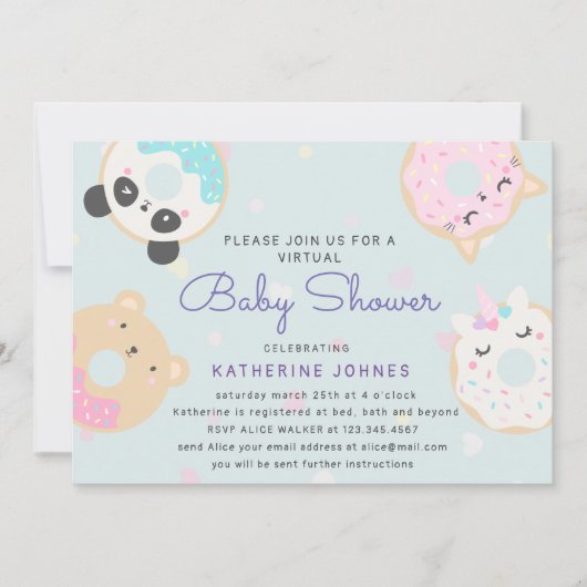 dierlijke donuts leuk virtueel baby shower (Voorkant)