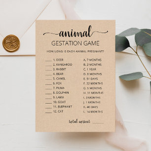 Dierlijke dracht met antwoorden Baby shower Kaart