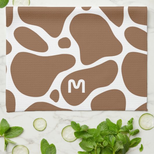 Dierlijke druk- bruin en wit girafpatroon theedoek (Gevouwen)